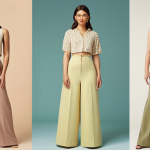 **

Prompt: "Elegant woman in A-line skirt and high-waisted pants, showcasing pear-shaped body dressing tips. Soft, flattering colors. Fashion magazine style."

**